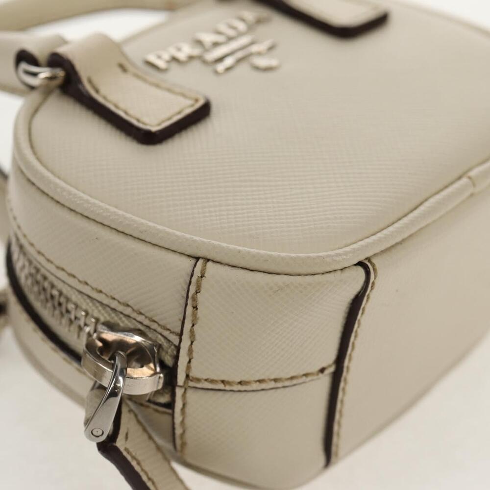PRADA Pouch Safiano Ivory Silver Auth 157955V - Picture 15 of 16